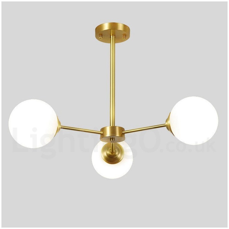 3 Light Pure Brass Northern Europe Bean Chandelier Modern Metal Molecules Pendant Light
