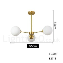 3 Light Pure Brass Northern Europe Bean Chandelier Modern Metal Molecules Pendant Light