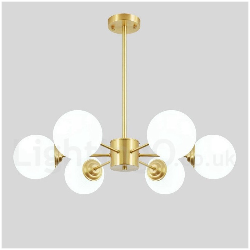 6 Light Pure Brass Northern Europe Bean Chandelier Modern Metal Molecules Pendant Light