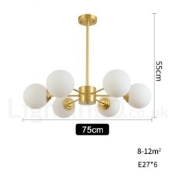 6 Light Pure Brass Northern Europe Bean Chandelier Modern Metal Molecules Pendant Light