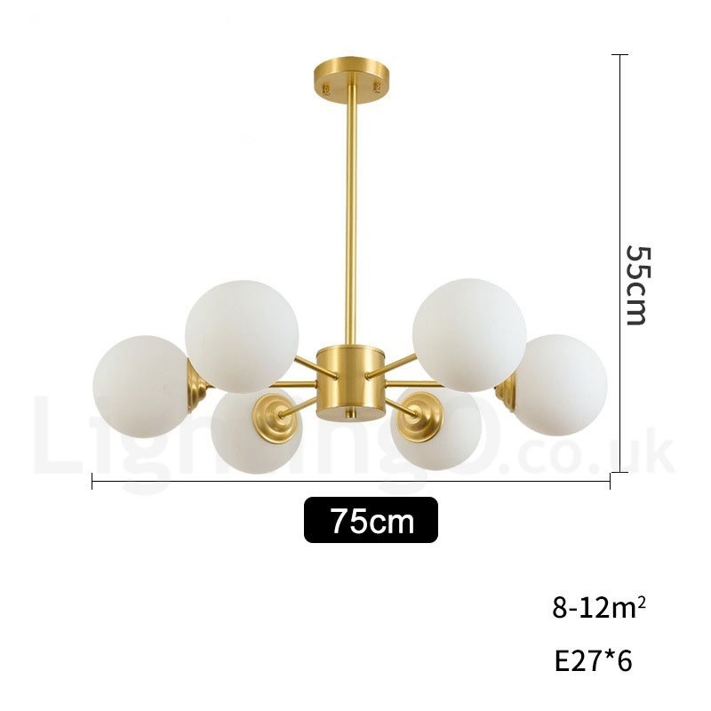 6 Light Pure Brass Northern Europe Bean Chandelier Modern Metal Molecules Pendant Light