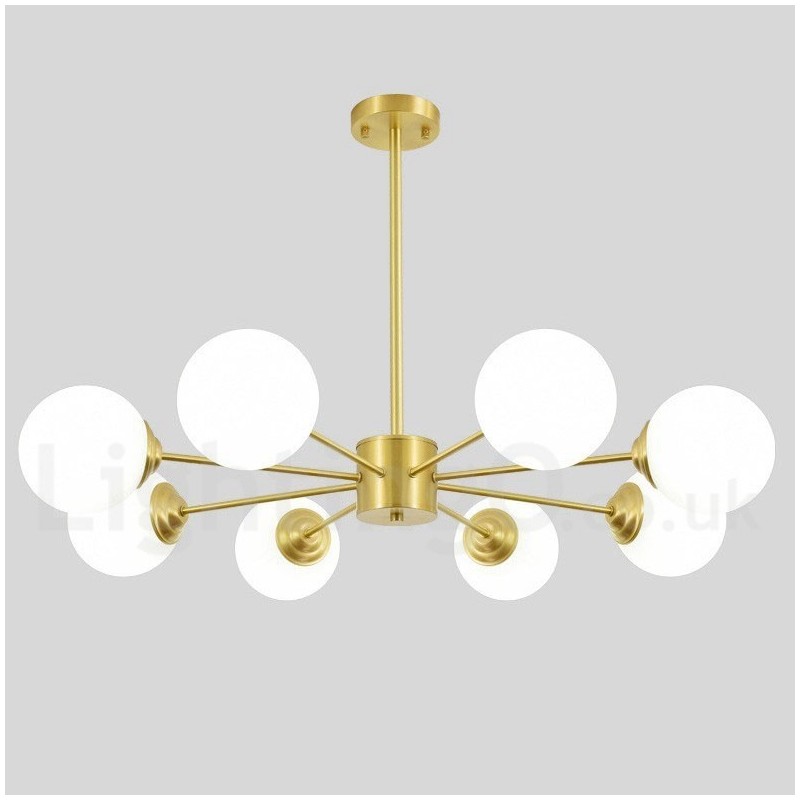 8 Light Pure Brass Northern Europe Bean Chandelier Modern Metal Molecules Pendant Light