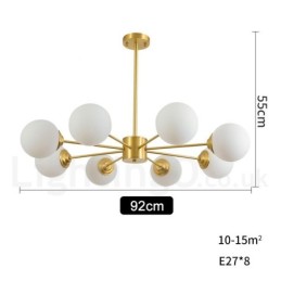8 Light Pure Brass Northern Europe Bean Chandelier Modern Metal Molecules Pendant Light