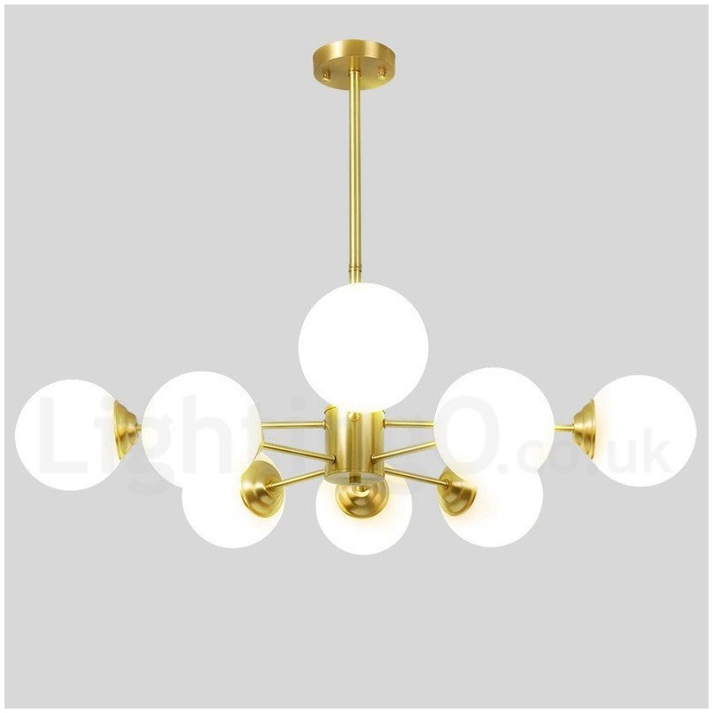 8 Light (4+4 Light) Two Tiers Pure Brass Northern Europe Bean Chandelier Modern Metal Molecules Pendant Light