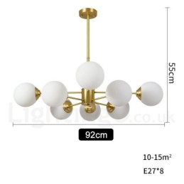 8 Light (4+4 Light) Two Tiers Pure Brass Northern Europe Bean Chandelier Modern Metal Molecules Pendant Light