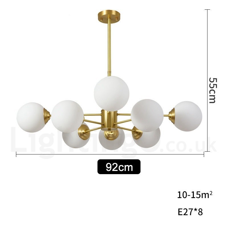 8 Light (4+4 Light) Two Tiers Pure Brass Northern Europe Bean Chandelier Modern Metal Molecules Pendant Light