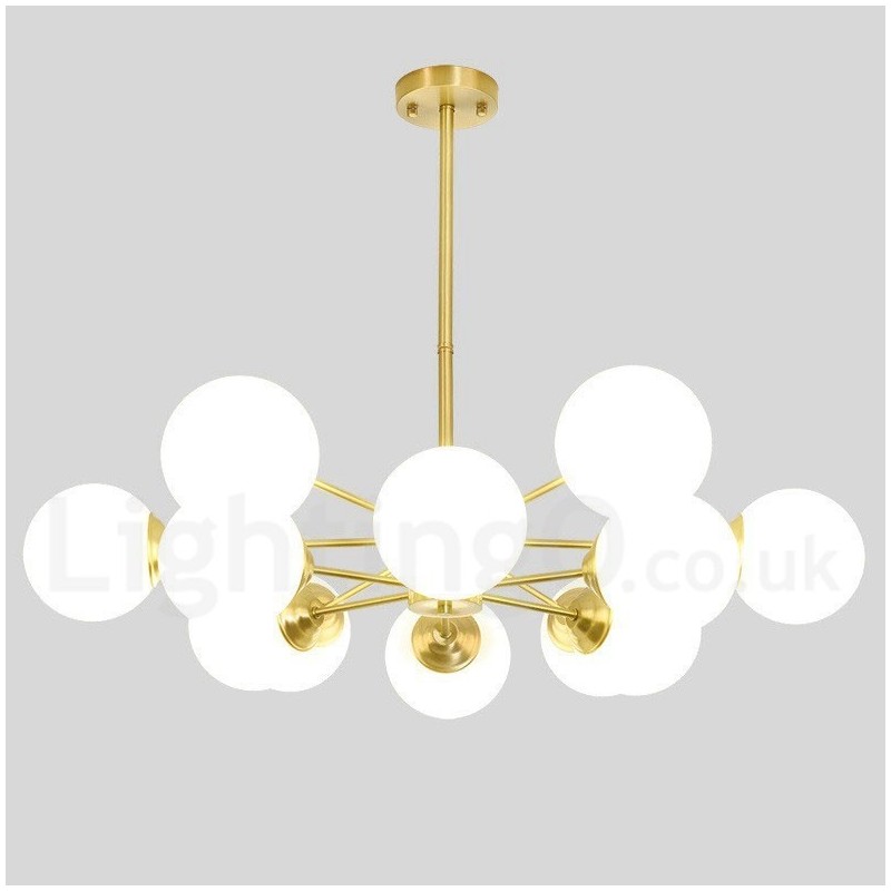 12 Light (6+6 Light) Two Tiers Pure Brass Northern Europe Bean Chandelier Modern Metal Molecules Pendant Light