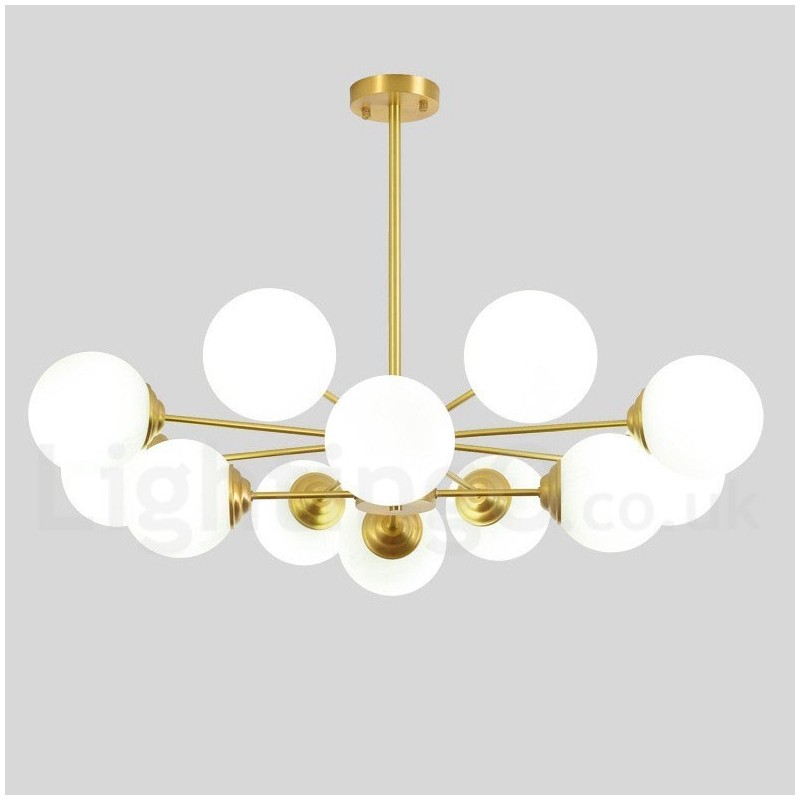 12 Light (8+4 Light) Two Tiers Pure Brass Northern Europe Bean Chandelier Modern Metal Molecules Pendant Light