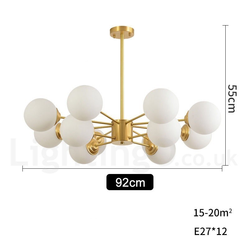 12 Light (8+4 Light) Two Tiers Pure Brass Northern Europe Bean Chandelier Modern Metal Molecules Pendant Light