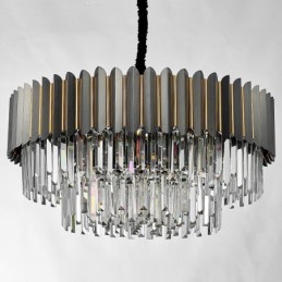 Luxury Postmodern Black and Gold Round K9 Crystal Pendant Chandelier Exhibition Hall