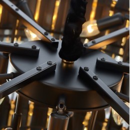 Two Tiers Luxury Postmodern Black and Gold Round K9 Crystal Pendant Chandelier