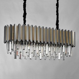 Luxury Postmodern Black and Gold Round K9 Crystal Pendant Chandelier