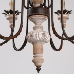 Country Vintage Wooden 6 Light Chandelier Light