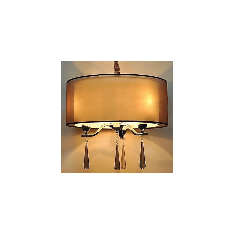 Simple Wrought Iron Crystal Chandelier 6 Lights