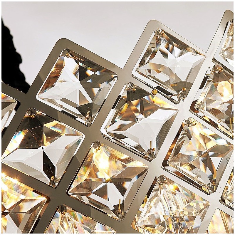 Two Tiers Luxury Postmodern Black and Gold Round K9 Crystal Pendant Chandelier