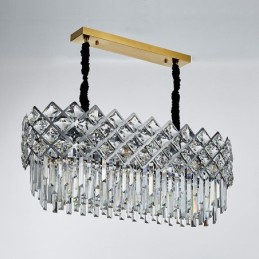 Luxury Postmodern Silver Round K9 Crystal Pendant Chandelier