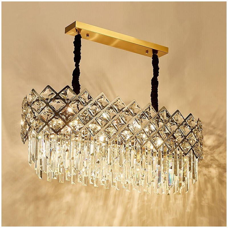 Luxury Postmodern Silver Round K9 Crystal Pendant Chandelier