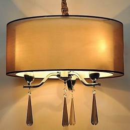 Simple Wrought Iron Crystal Chandelier 6 Lights