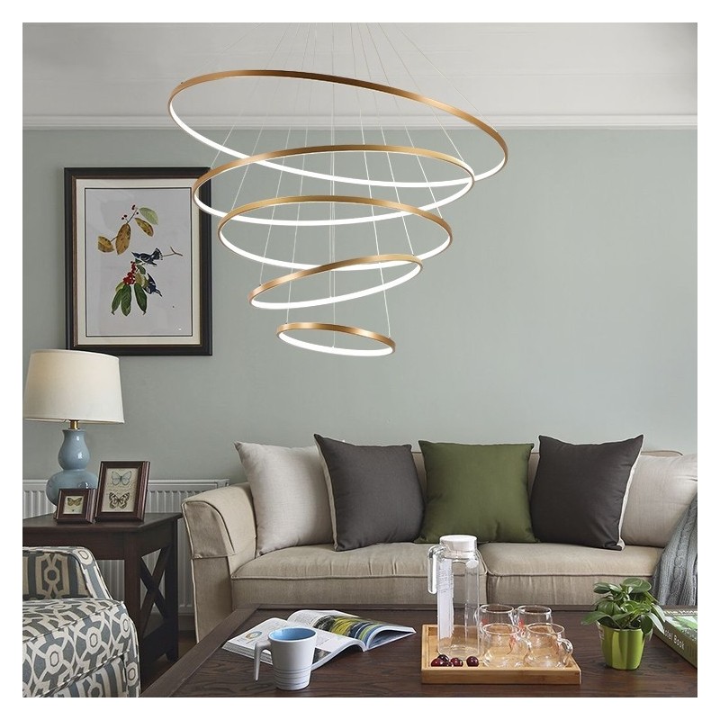 Large 4 Rings 5 Rings Black White Gold Pendant Light Modern Design