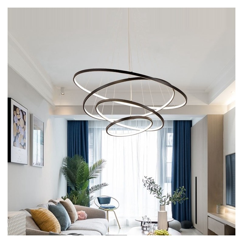 Large 4 Rings 5 Rings Black White Gold Pendant Light Modern Design