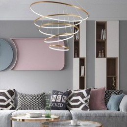 Large 4 Rings 5 Rings Black White Gold Pendant Light Modern Design