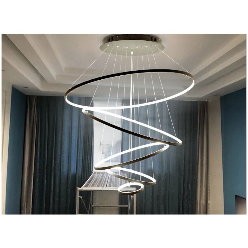 Large 4 Rings 5 Rings Black White Gold Pendant Light Modern Design