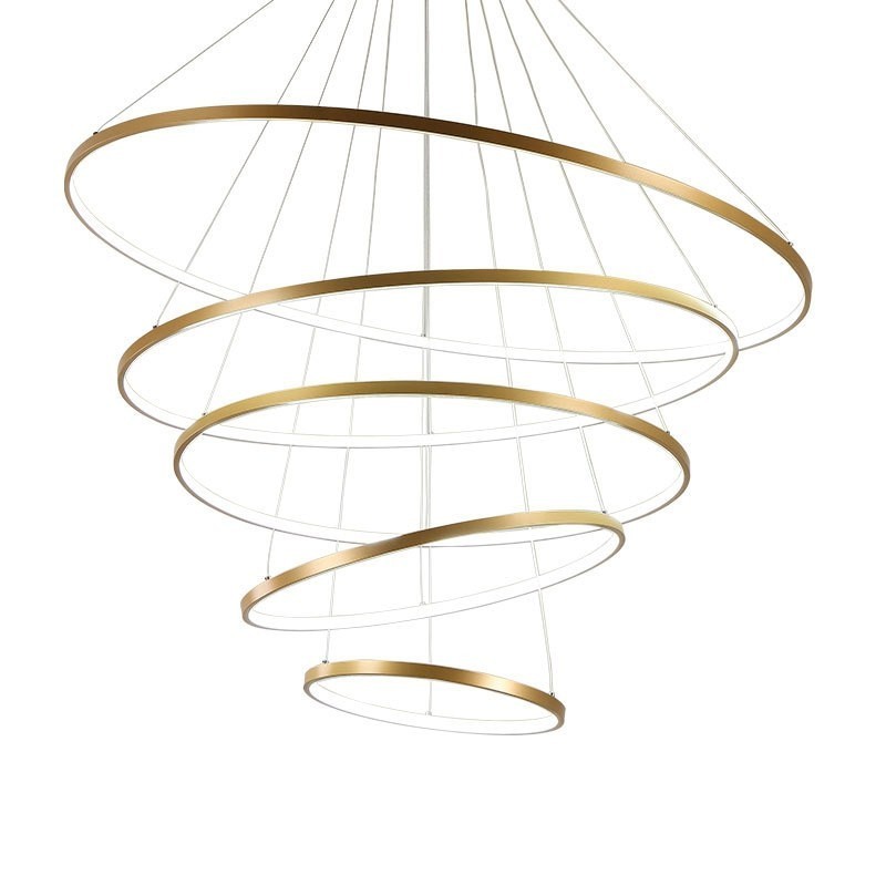 Large 4 Rings 5 Rings Black White Gold Pendant Light Modern Design