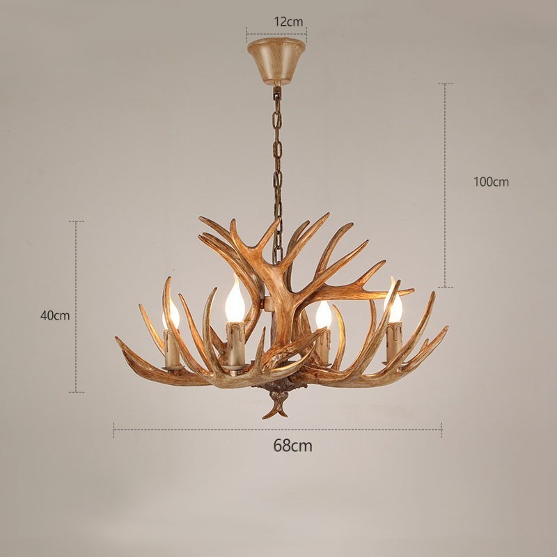 4 Light Rustic Artistic Retro Antler Antique Chandelier