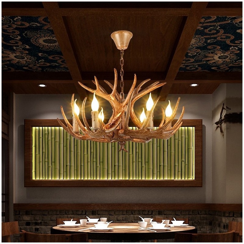 6 Light Rustic Artistic Retro Antler Antique Chandelier