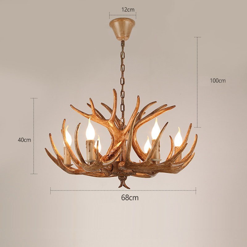 6 Light Rustic Artistic Retro Antler Antique Chandelier