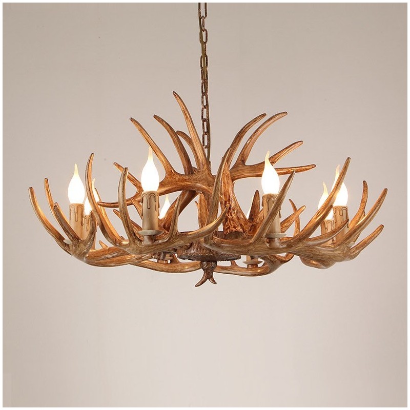 8 Light Rustic Artistic Retro Antler Antique Chandelier