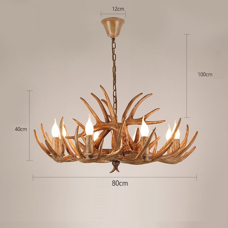 8 Light Rustic Artistic Retro Antler Antique Chandelier