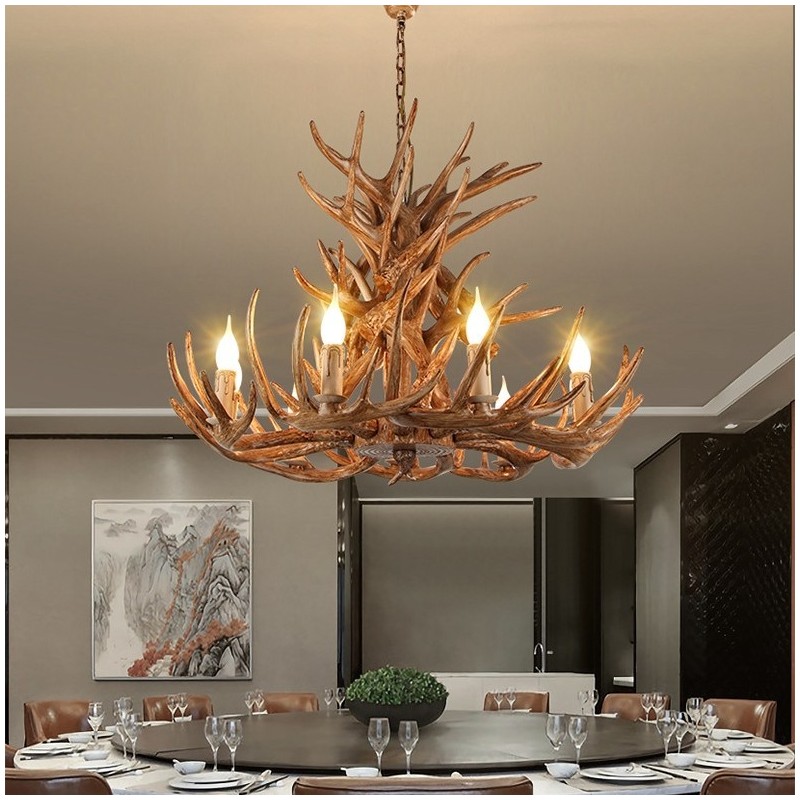 9 Light 4 Tiers Rustic Artistic Retro Antler Antique Chandelier