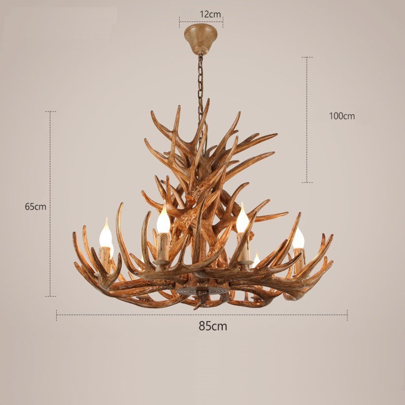 9 Light 4 Tiers Rustic Artistic Retro Antler Antique Chandelier