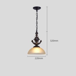 One Light Black Rustic Artistic Retro Antique Pendant Light with Glass Shade