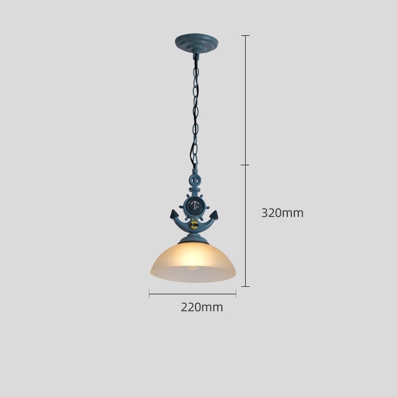 One Light Blue Rustic Artistic Retro Antique Pendant Light with Glass Shade
