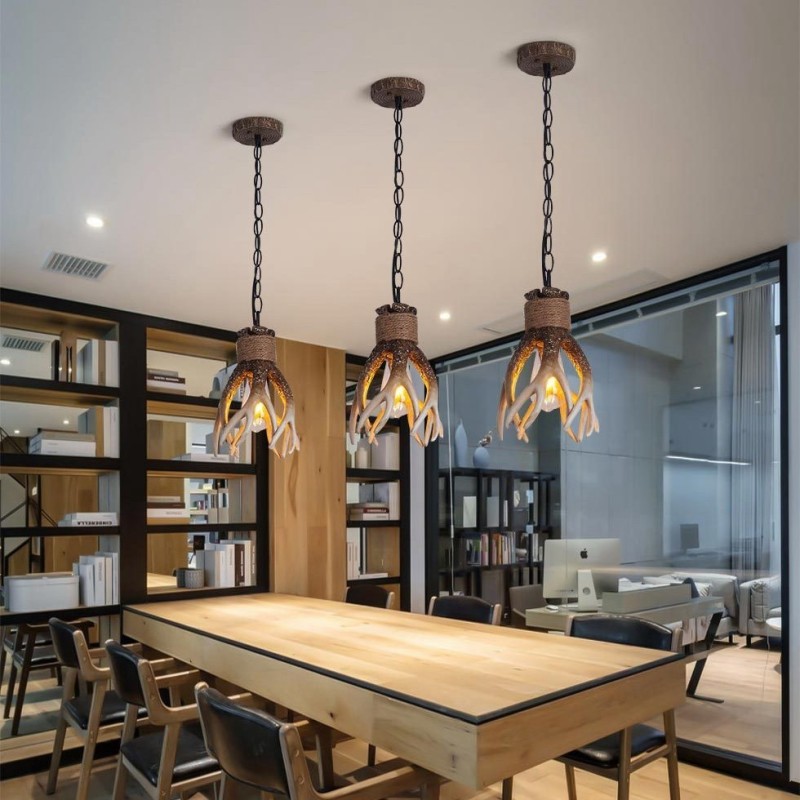 One Light Rustic Artistic Retro Antler Antique Pendant Light