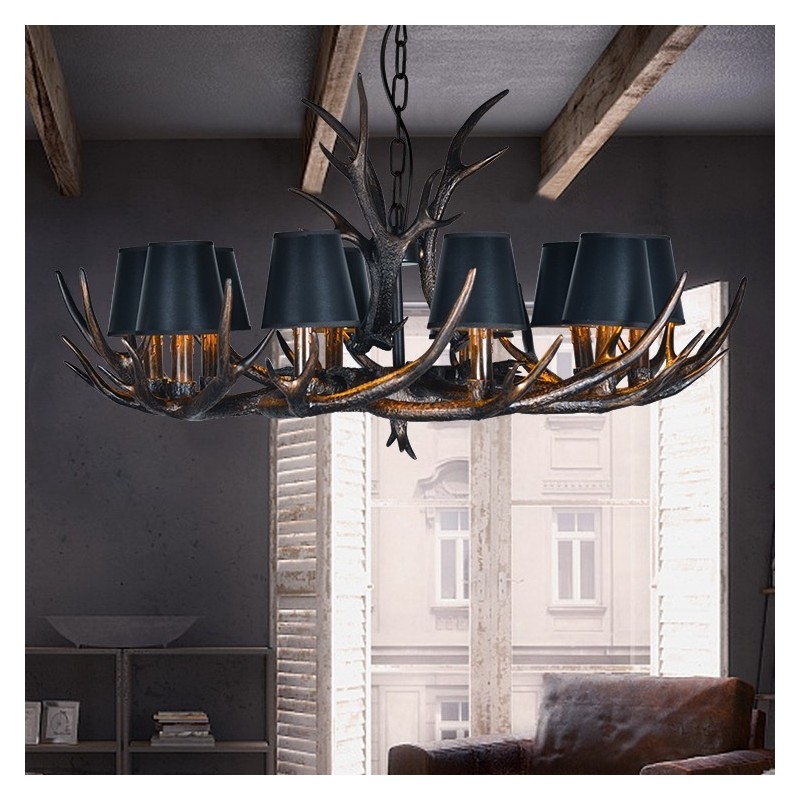 Retro Antler Antique Chandelier with Shades
