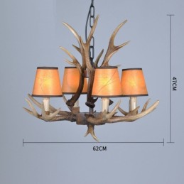 4 Light Rustic Artistic Retro Antler Antique Chandelier with Shades