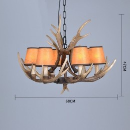 6 Light Rustic Artistic Retro Antler Antique Chandelier with Shades