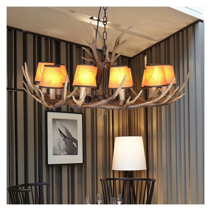 Retro Antler Antique Chandelier with Shades