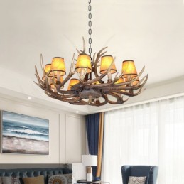 Retro Antler Antique Chandelier with Shades