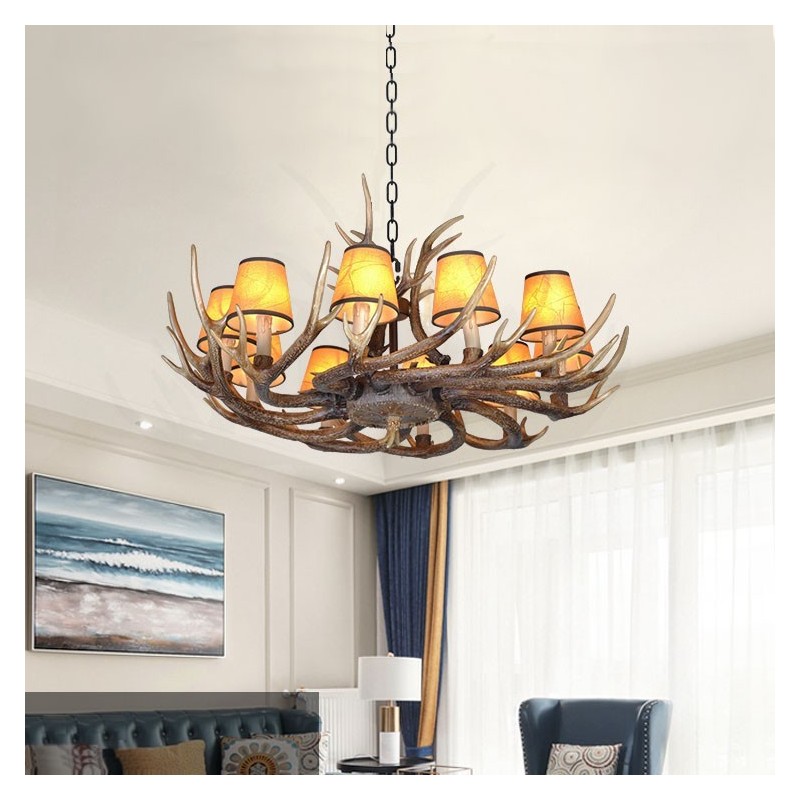 Retro Antler Antique Chandelier with Shades