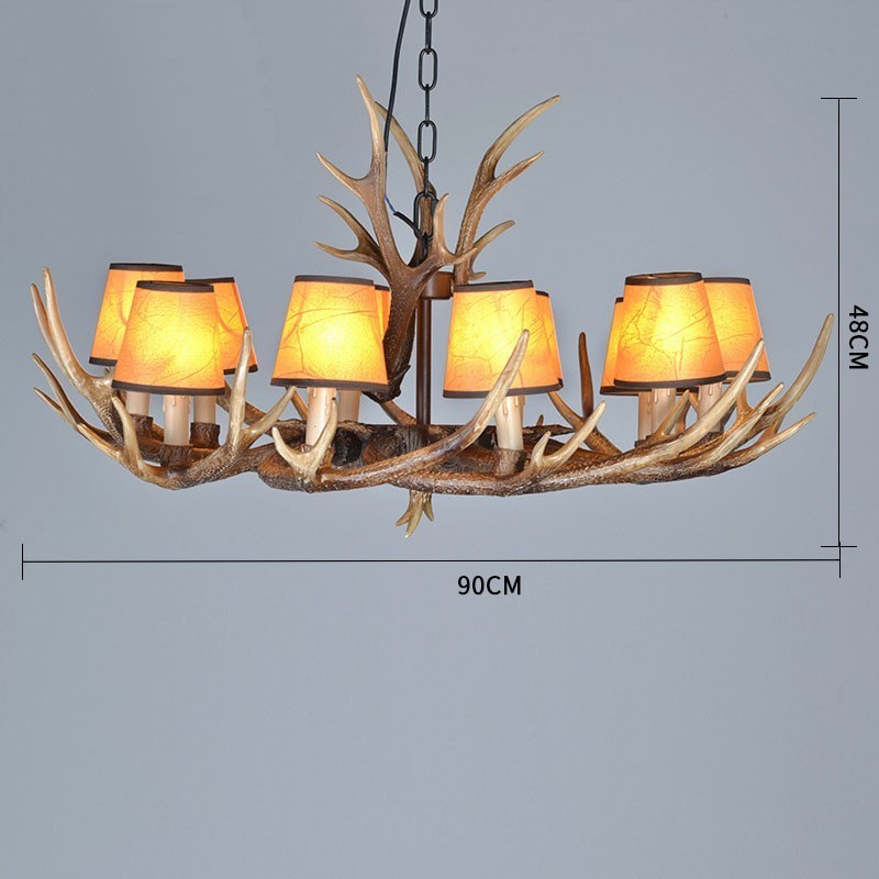 Retro Antler Antique Chandelier with Shades