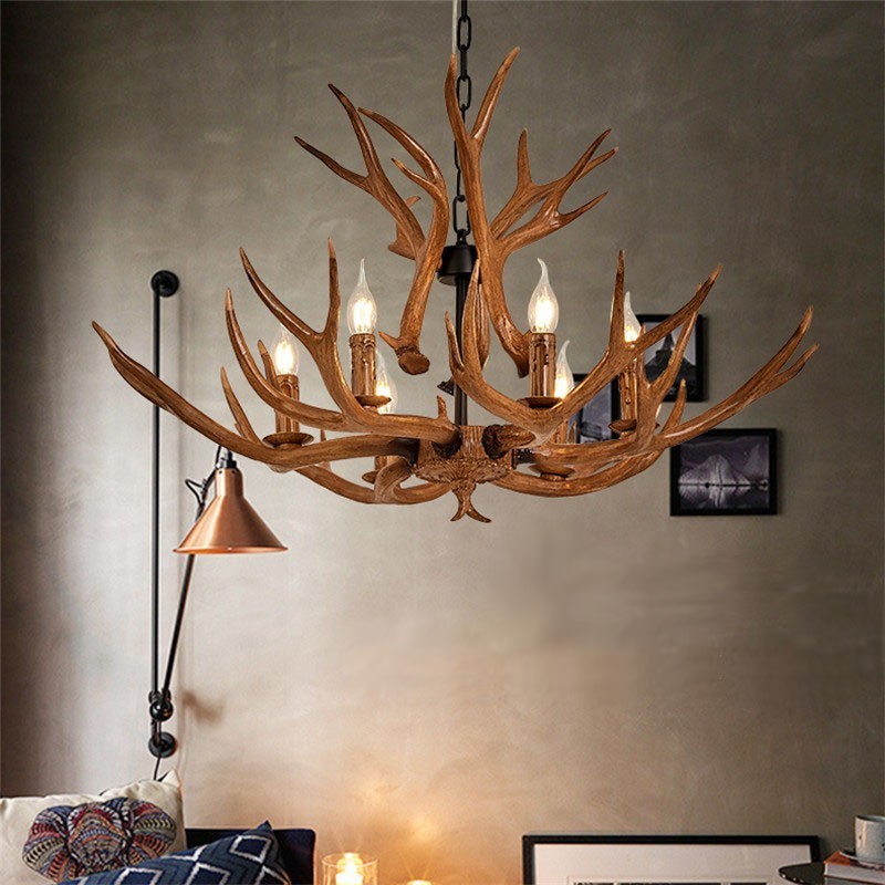 6 Light Rustic Artistic Retro Antler Antique Chandelier