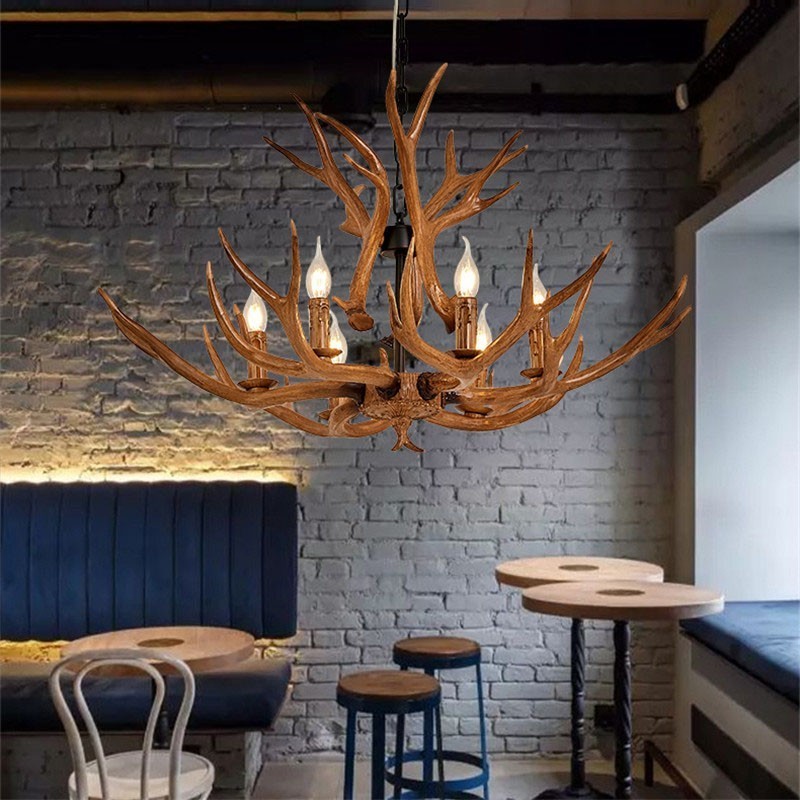 6 Light Rustic Artistic Retro Antler Antique Chandelier