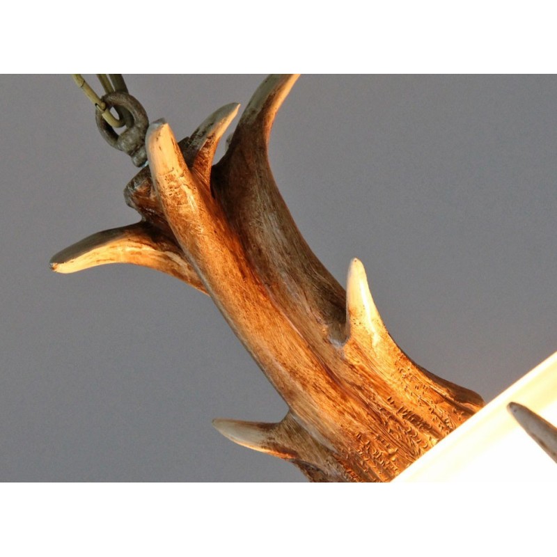 One Light Rustic Artistic Retro Antler Antique Pendant Light with Glass Shade