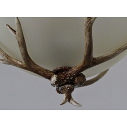 One Light Rustic Artistic Retro Antler Antique Pendant Light with Glass Shade