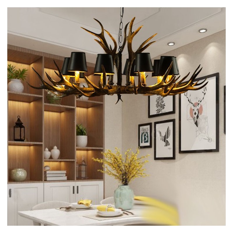 Retro Antler Antique Chandelier with Shades