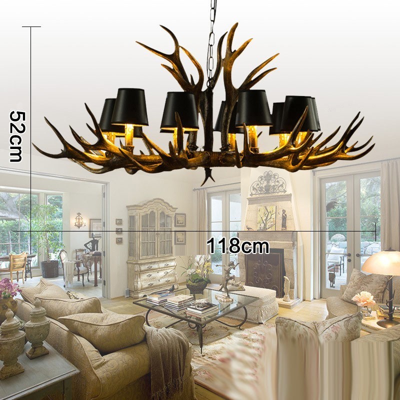 Retro Antler Antique Chandelier with Shades